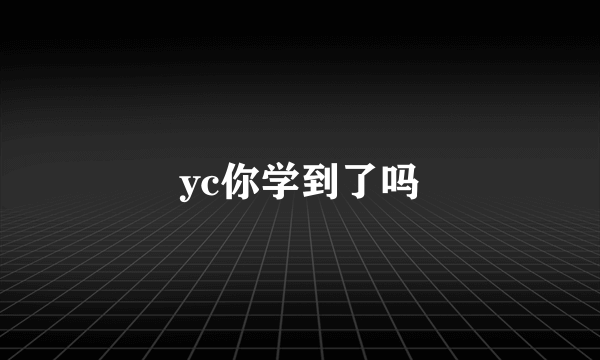 yc你学到了吗