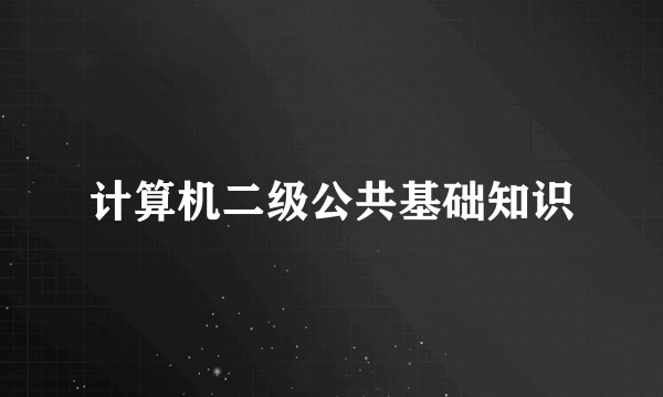 计算机二级公共基础知识