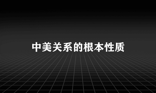 中美关系的根本性质