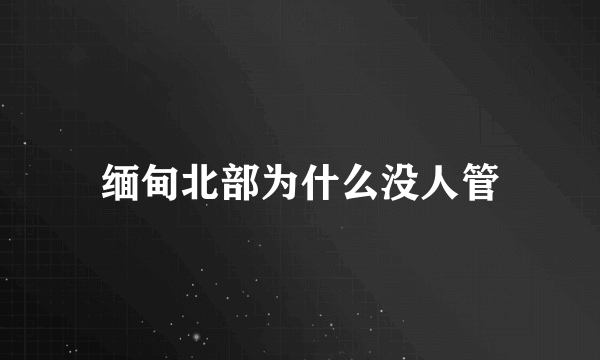 缅甸北部为什么没人管