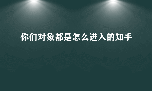 你们对象都是怎么进入的知乎