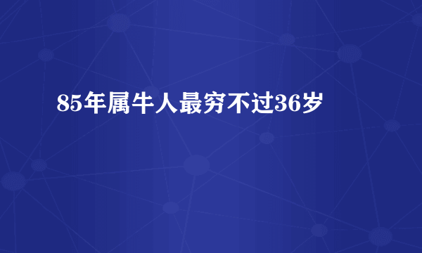 85年属牛人最穷不过36岁