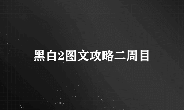 黑白2图文攻略二周目