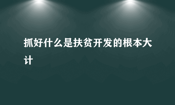 抓好什么是扶贫开发的根本大计