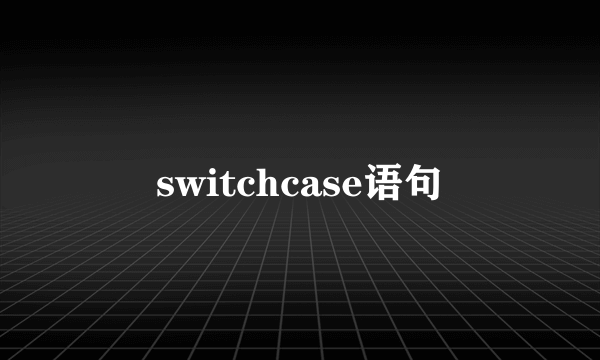 switchcase语句