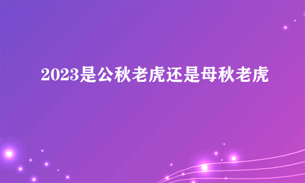 2023是公秋老虎还是母秋老虎