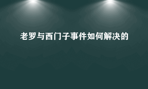 老罗与西门子事件如何解决的