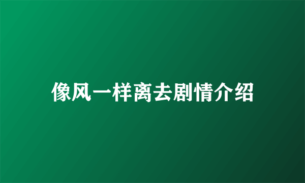 像风一样离去剧情介绍