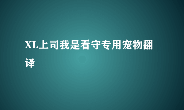 XL上司我是看守专用宠物翻译