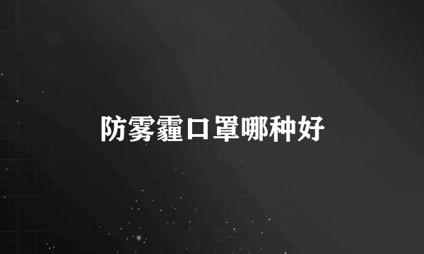 防雾霾口罩哪种好