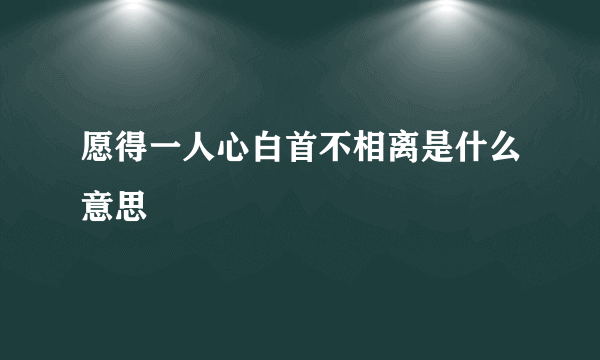 愿得一人心白首不相离是什么意思