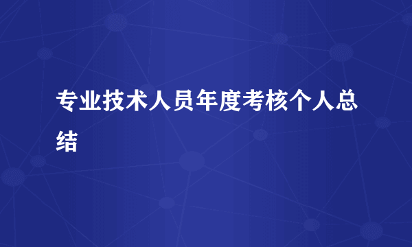 专业技术人员年度考核个人总结