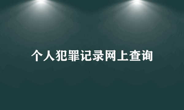 个人犯罪记录网上查询