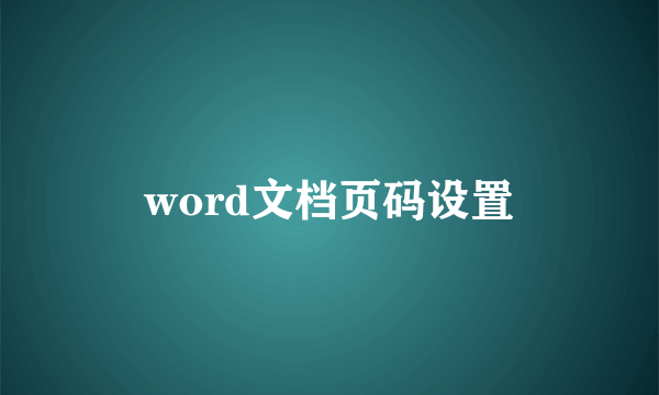 word文档页码设置