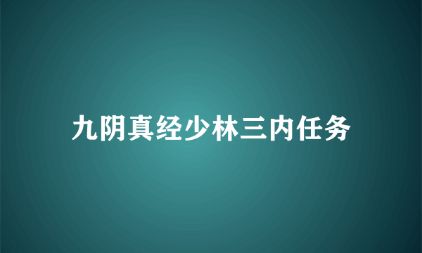 九阴真经少林三内任务