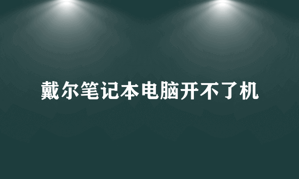 戴尔笔记本电脑开不了机