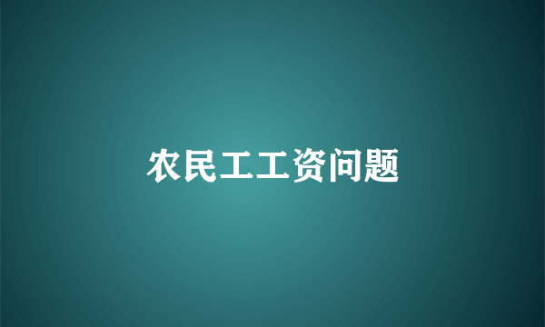 农民工工资问题