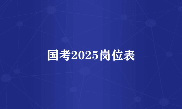 国考2025岗位表