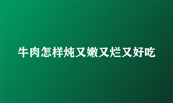 牛肉怎样炖又嫩又烂又好吃