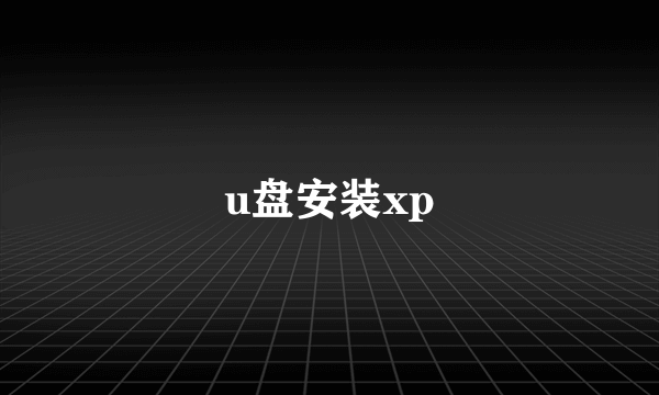 u盘安装xp