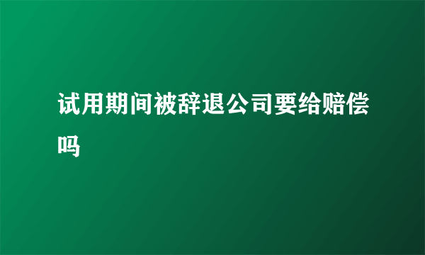 试用期间被辞退公司要给赔偿吗