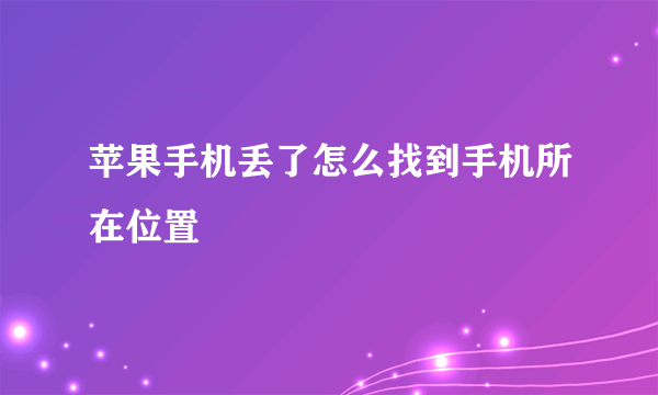 苹果手机丢了怎么找到手机所在位置