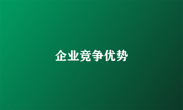 企业竞争优势