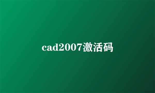 cad2007激活码