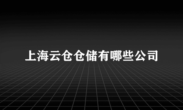 上海云仓仓储有哪些公司